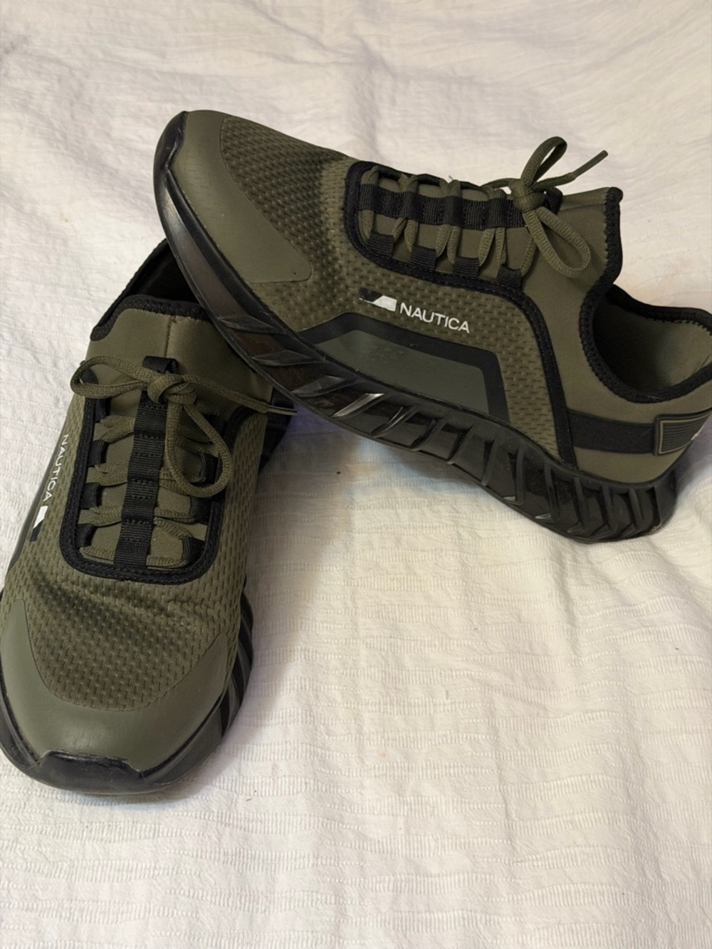 Nautica Men’s Athletic Sneakers Olive Green Black Size 13 Running Shoes